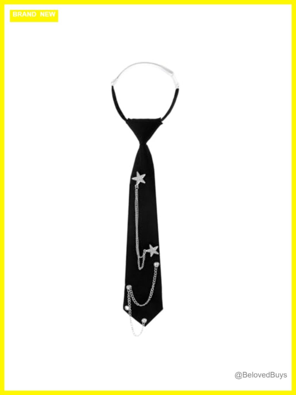 Pre-Tied Women's Tie with Metal Chain Clip On Adjustable Necktie